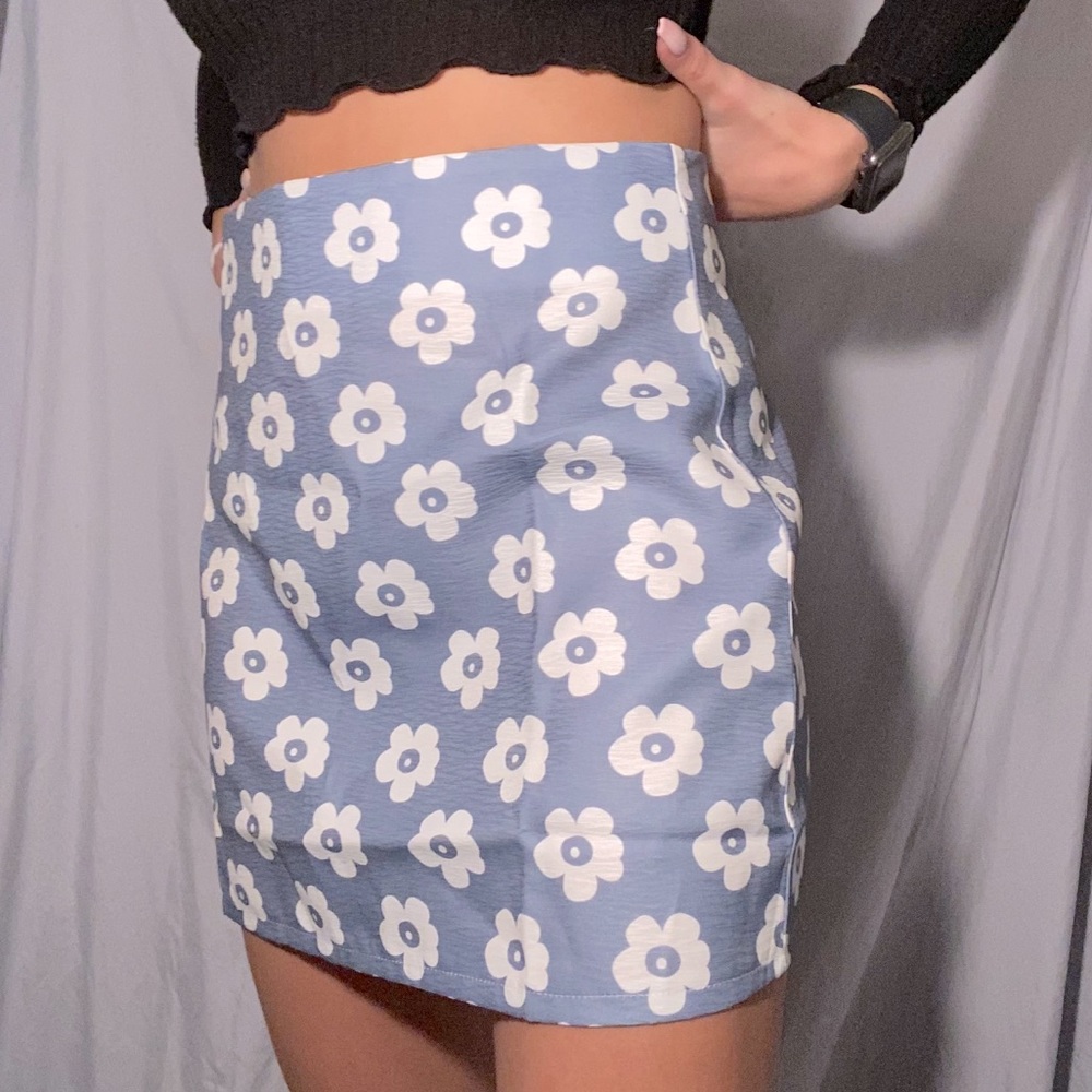 cute flower high waisted skirt